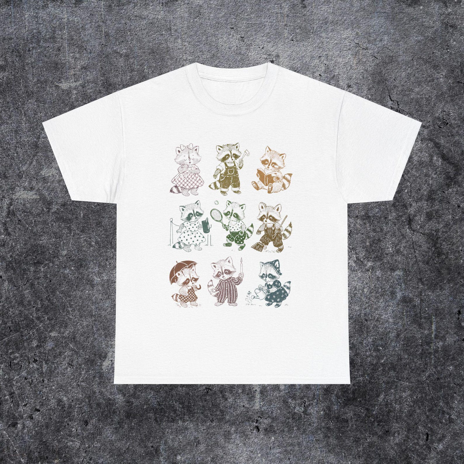 Retro Raccoon Tattoo T-Shirt: 90s Style Unisex Tee 4XL