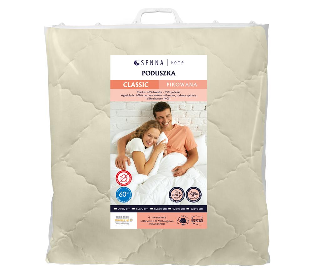 Poduszka 70x80 classic pikowana senna home kremowa