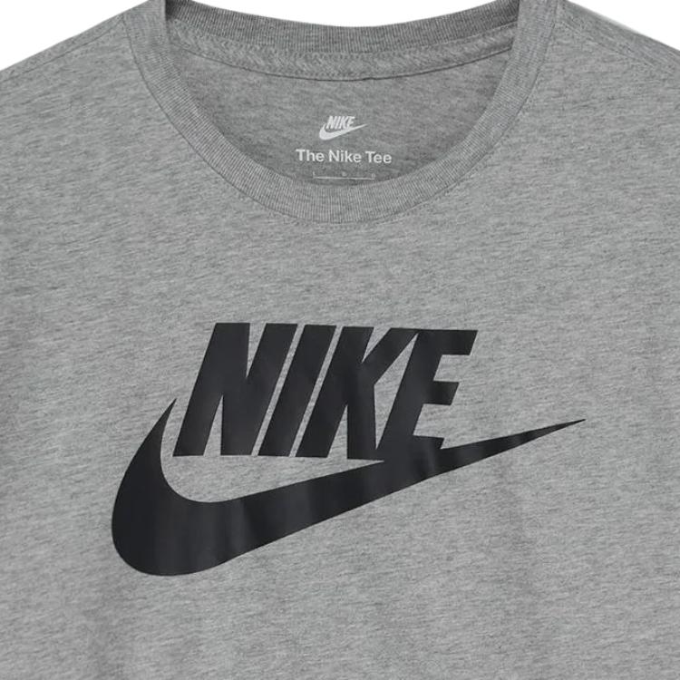 Nike Sportovní oblečení Potisk loga abecedy Tričko s kulatým výstřihem Pánské topy Šedá BV0629-063