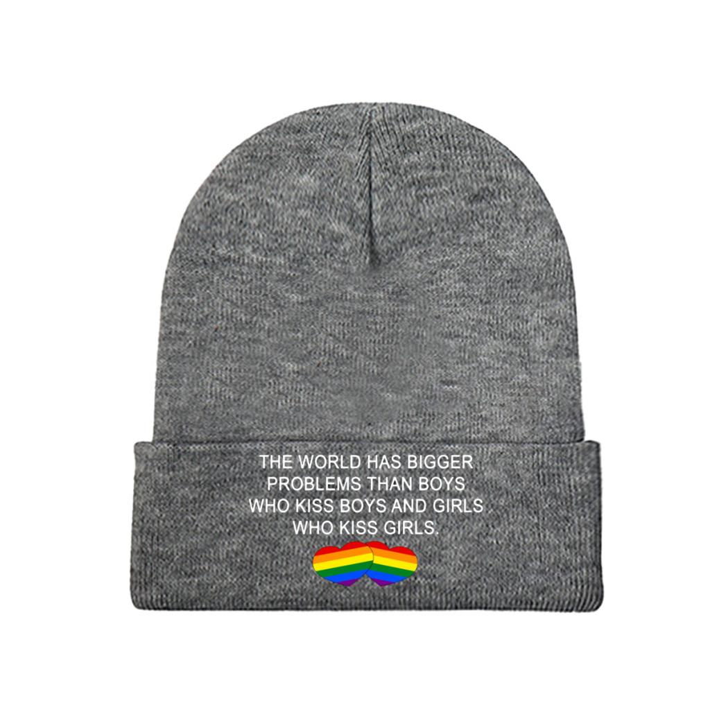 Lgbt the World Has Bigger Problems Rainbow Heart_52519891 Strickmützen für Damen Unisex Skullies Beanies Wintermütze Hip Hop Caps