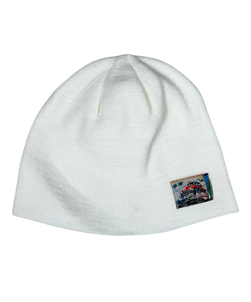 SK8ER ROCK Vintage Label Beanie ((Ivory))