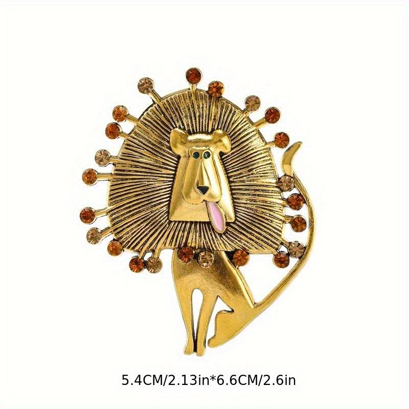 1pc Vintage Lion Brooch - Elegant Retro Jewelry with Golden Mane & Expressive Eyes, Statement Piece for Parties, Everyday or Special Occasions - Anima