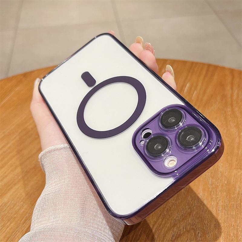 For Apple 16/15PM Phone Case IP14 Protective Case 13pro Acrylic 12 Magnetic 11 with Lens Integrated