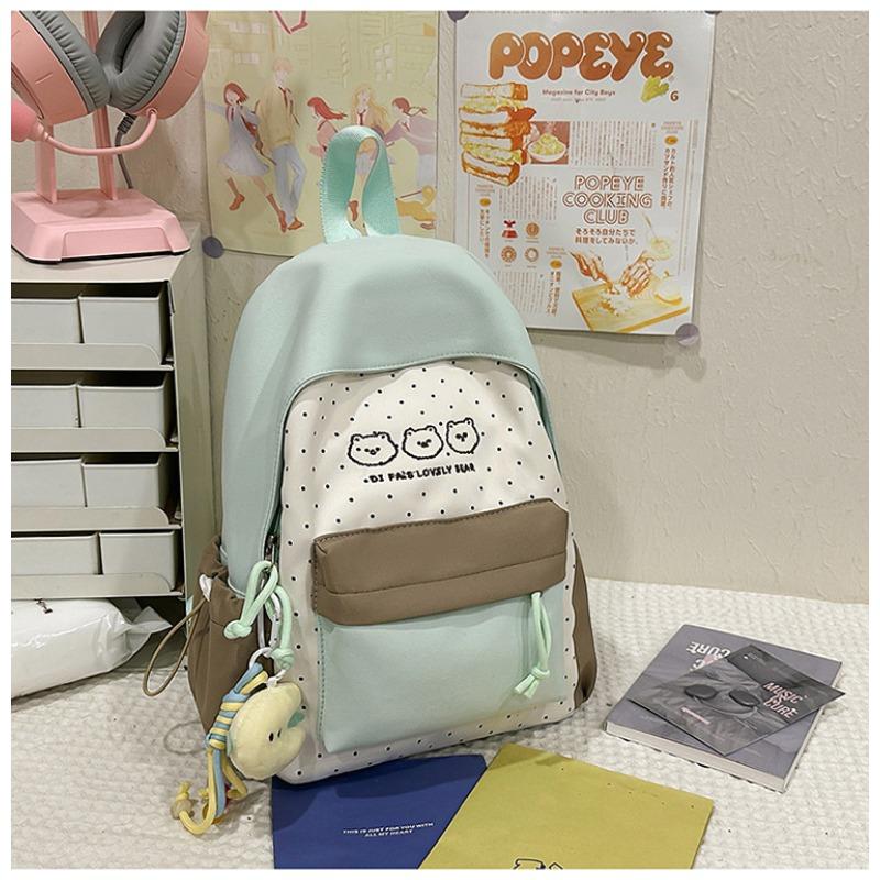School bag female ins wind Korean version backpack contrasting colors Harajuku college wind campus junior high school students backpacking trip