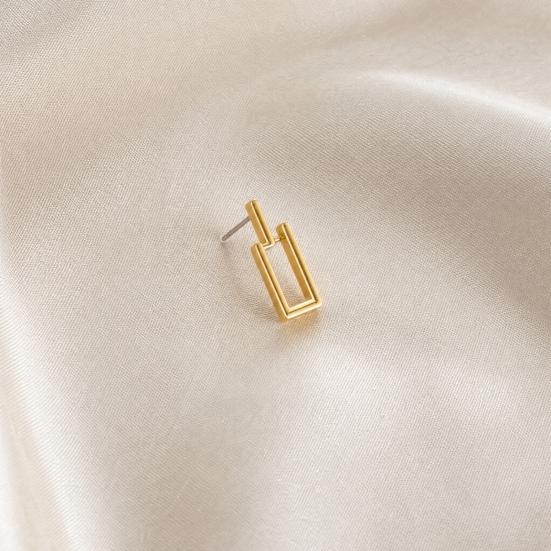 1 Pair Gold Plated Stud Earrings for Women, Minimalist Geometric Earrings, Small Rectangular Earring Jewelry