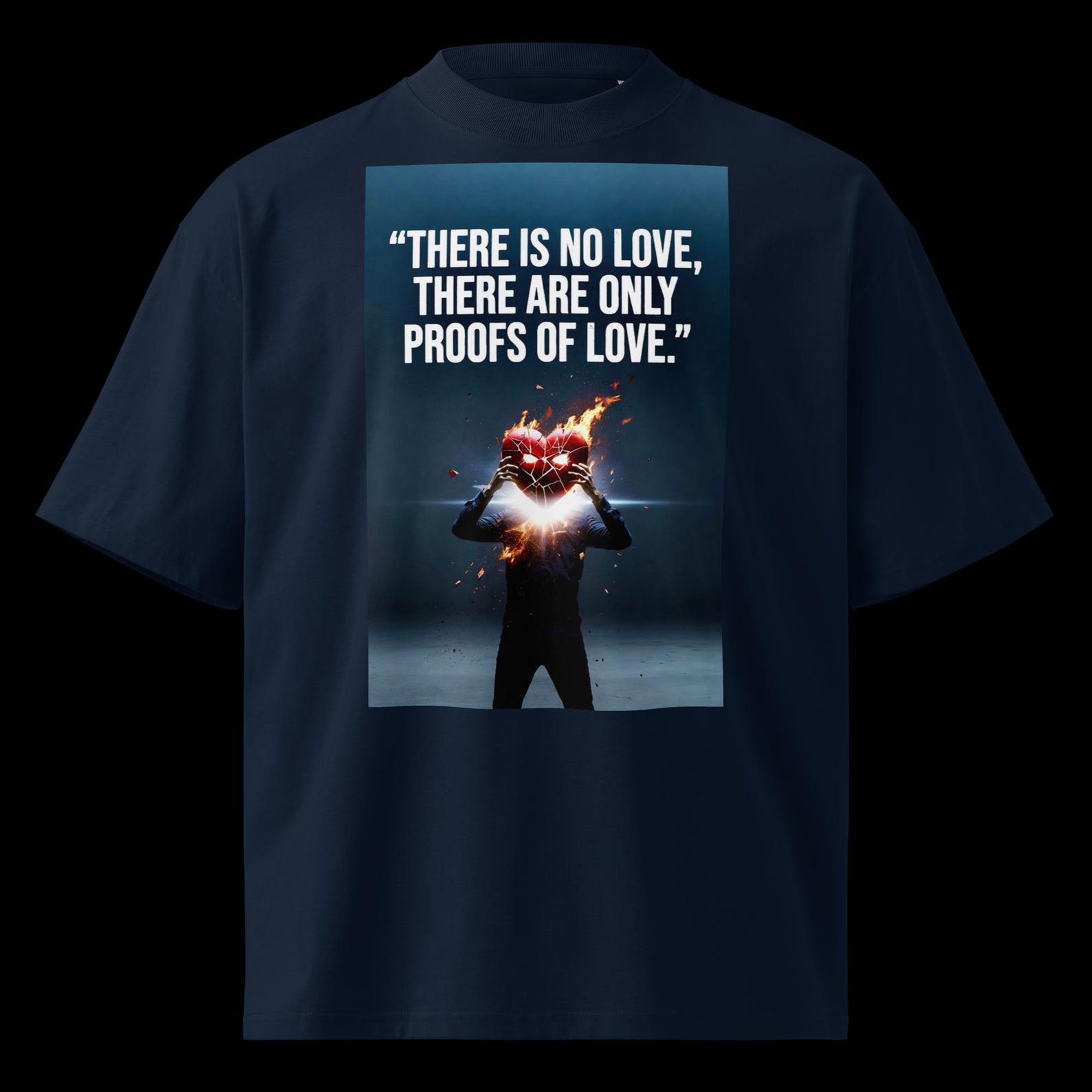 Raw Human Only Proofs of Love T-Shirt, Rip Off Heart Mask Dark Graphic Tee, QUALITY PREMIUM Brutalist Unisex Organic Oversized Top 3XL