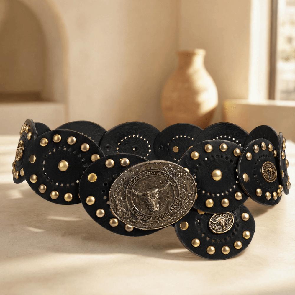 Antique Brass Buckle Western Waist Belt Wide PU Leather Belt Street Style Cowboy Belt Festival