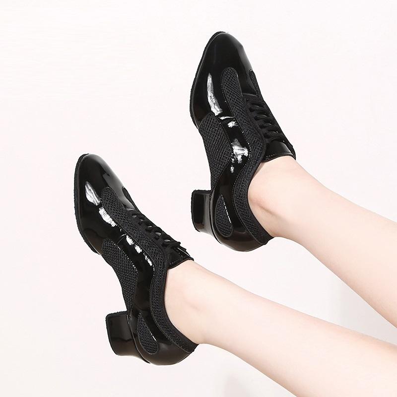 Latin Dance Shoes Women Adult With Soft Bottom Square Dance Shoes Ventilate Shiny Sneakers Ballroom Dancing