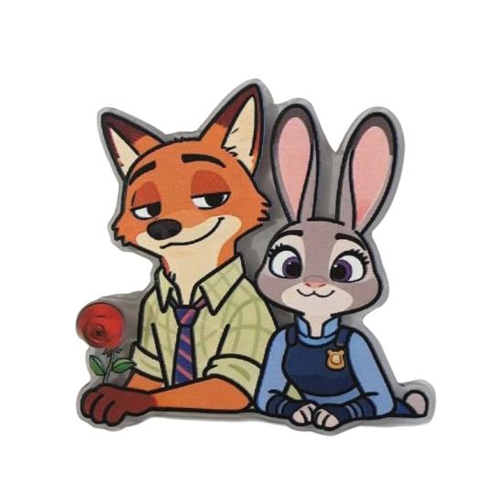 Drehbarer Fuchs Hase Kühlschrankmagnet Acryl Cartoon Filmfigur Tier Kühlschrankmagnet Heim Büro Küchendekoration Filmfans Geschenk