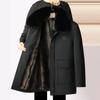 Mid-Length Men's Thick Down Coat with Fur Collar - Stylish Cotton Outerwear for Middle-Aged & Elderly Dads