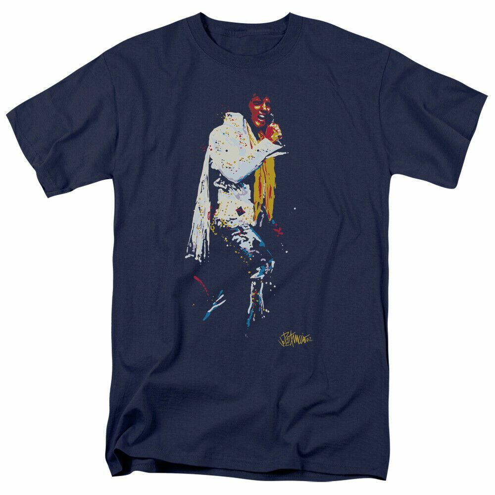 Elvis Presley Yellow Scarf T-shirt Mens Licensed The King Tee Navy L