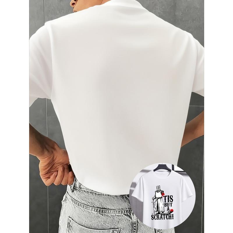 Men'S Sports Fun Pure T-shirt Knight Quote Tis But A Scratch Halloween Costume Party Gift Casual Crewneck Top Is Features A Striking Portrait Print