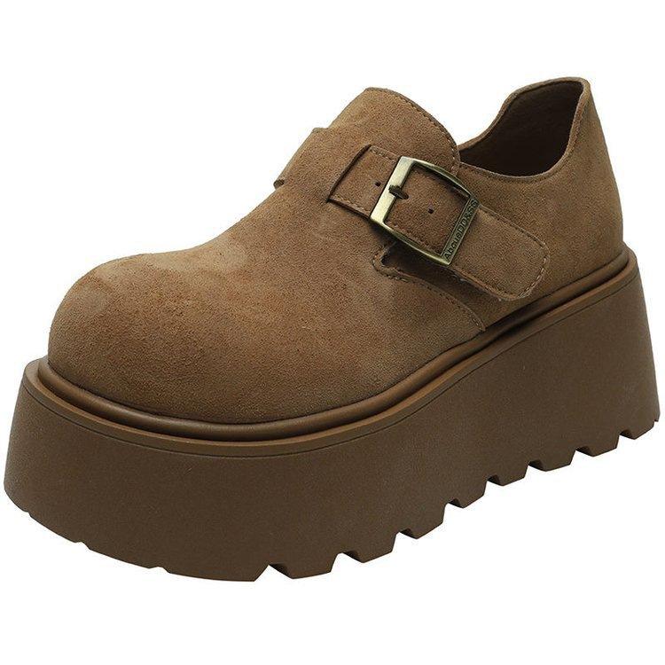 Single shoes autumn retro board shoes small thick soles heightening casual Birkenstocks