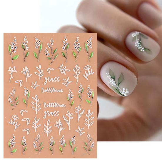 Nail Stickers Self Adhesive DIY Nails Art Supplies 5D Double Color Love Heart Embossed Flowers Manicure