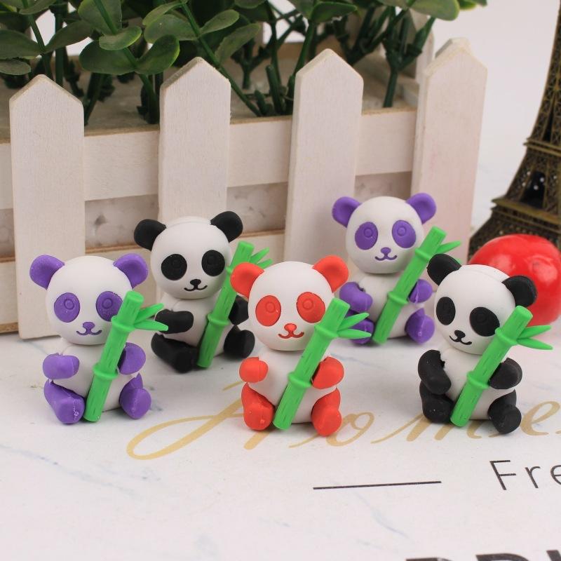 Cute Panda Bamboo Eraser Kawai Lovely Student Stationery Office School Supplies Holiday Gift Wholesale Erasers for Kids Pretty