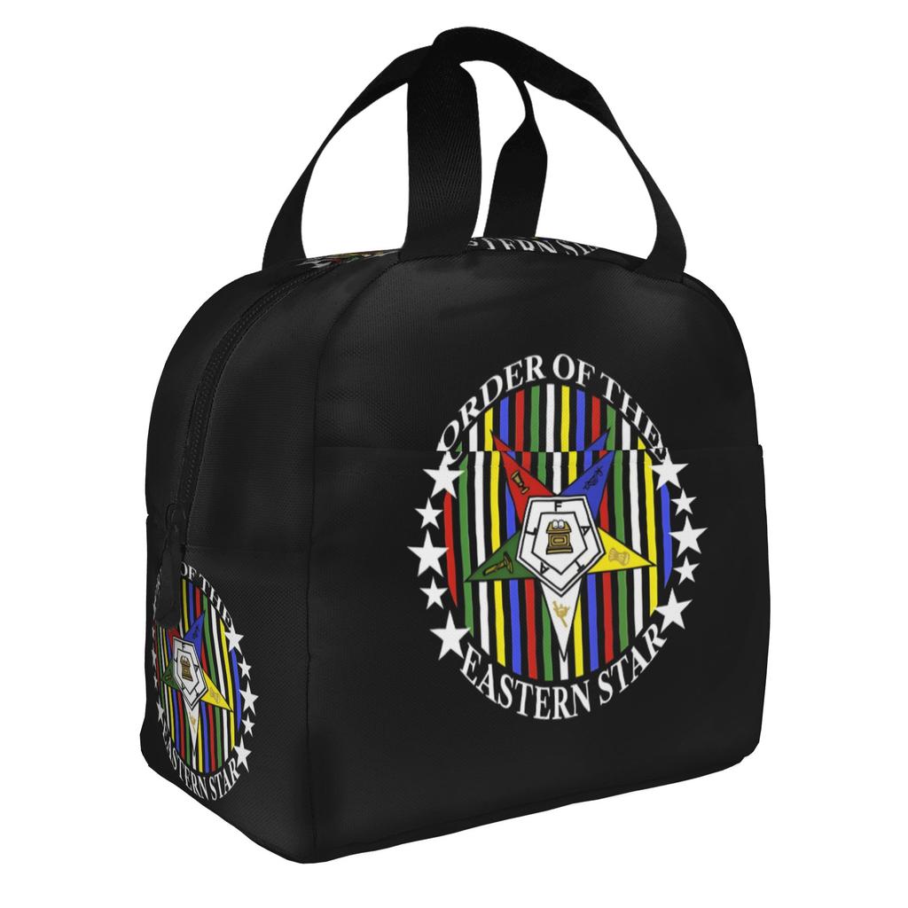 Order Of The Eastern Star Logo Thermal Insulated Lunch Bags Women  Portable Lunch Container for School Multifunction Food Box