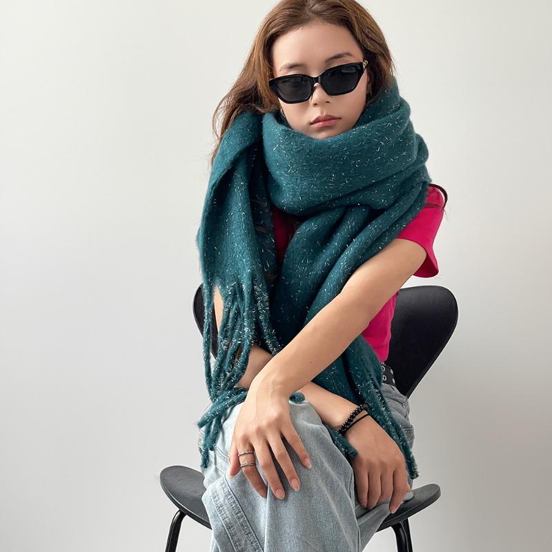 Winter fashion versatile scarf solid color mohair thickened warm scarf women's shawl