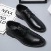 2025 Spring New Men's Leather Shoes Men's Shoes Youth Business Korean Version Black Casual Breathable Dress Leather Shoes Shoes
