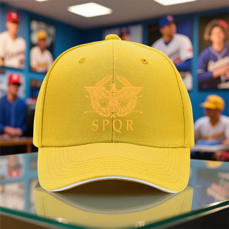 1 Pieza Gorra de Béisbol Ligera Nueva para Verano y Otoño para Hombres y Mujeres, Transpirable Negra con Estampado SPQR Romano, Gorra de Fiesta