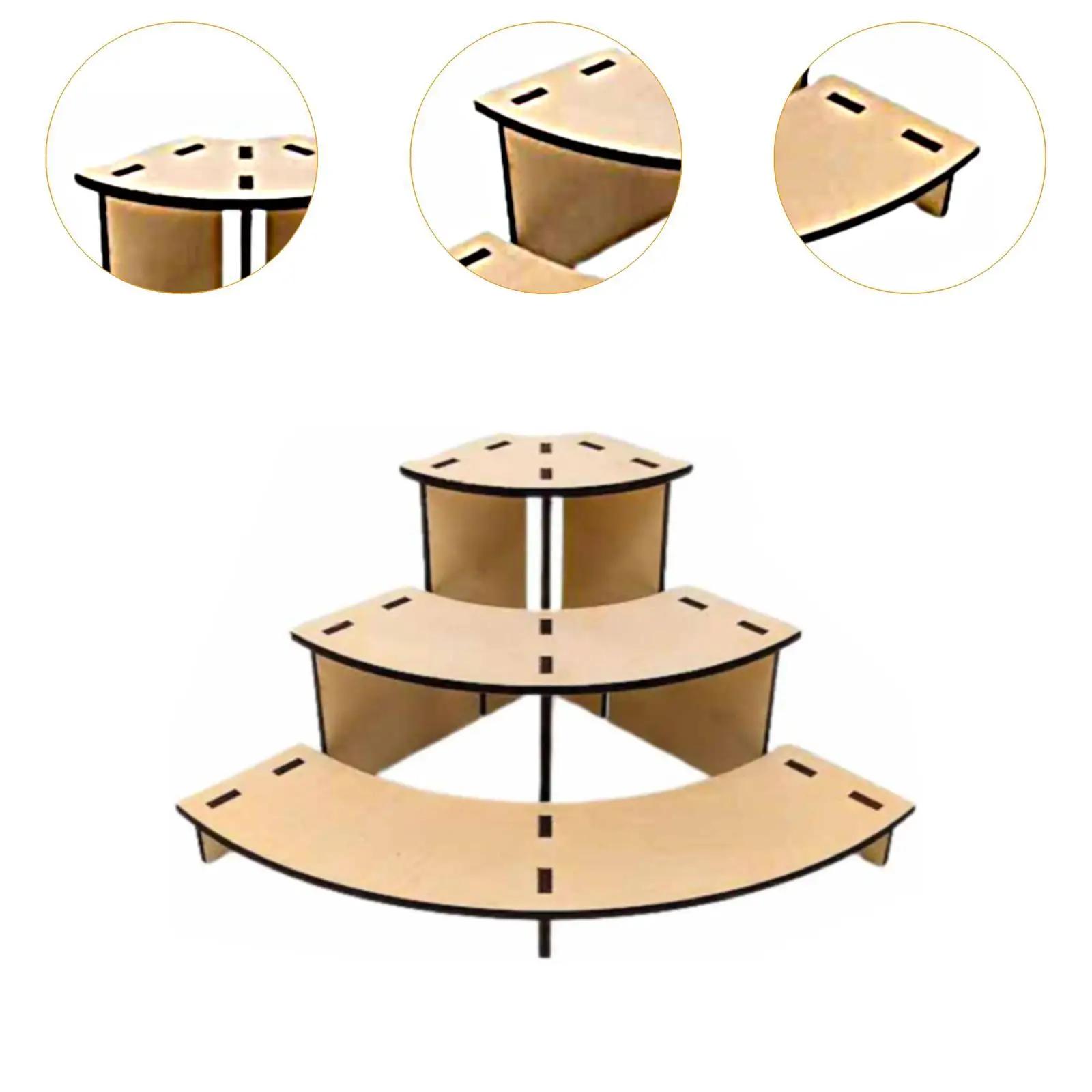 Christmas Display 3-Tier Convertible Wood Display Stand Heavy-Duty Wood Rotating Shelf with Modular Sections Easy Assembly