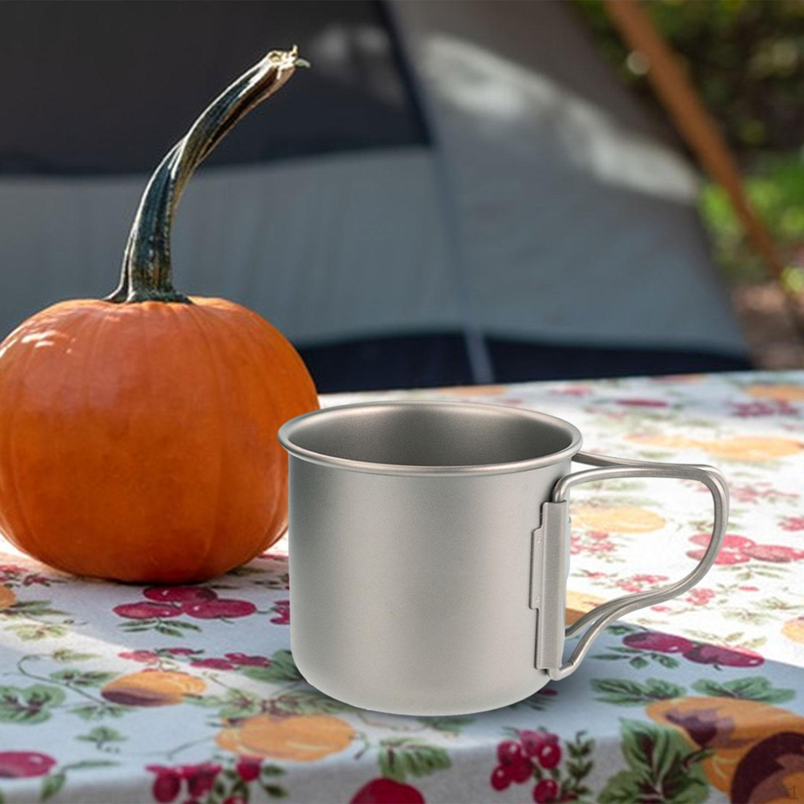 Titanium Cup Outdoor Mug Metal Cups Travel with Folding Handle Camping for Fishing Campsite