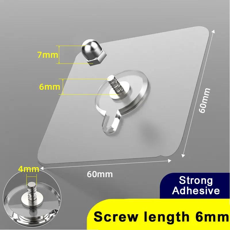 

2-10pcs Punch-Free Screw Stickers Strong Adhesive Hooks Invisible Traceless Waterproof Hanging Kitchen Bathroom Hanger Hook 2Pcs