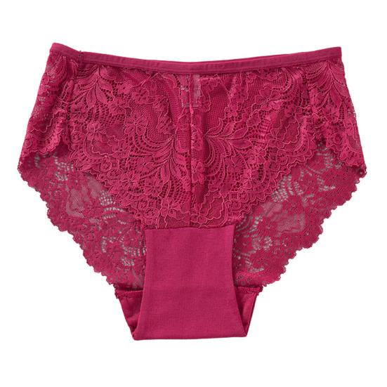 

High Waist Lace Underwear for Women Full Coverage Seamless Sexy Panties Plus Size Ladies Soft Stretch Briefs S красный