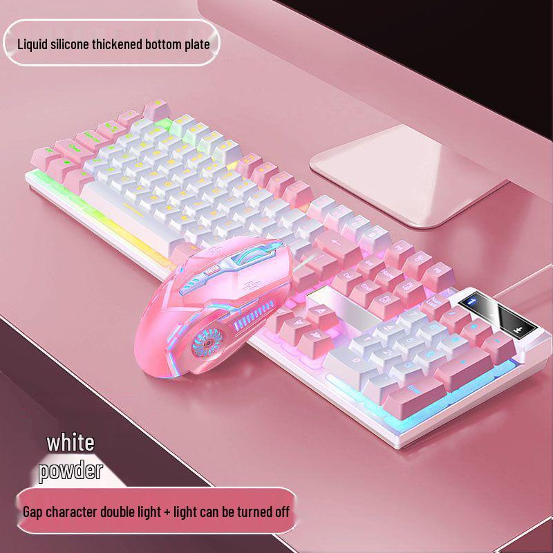 Blue & White Backlit Gaming Keyboard - Full Size Mechanical Feel, Wired USB