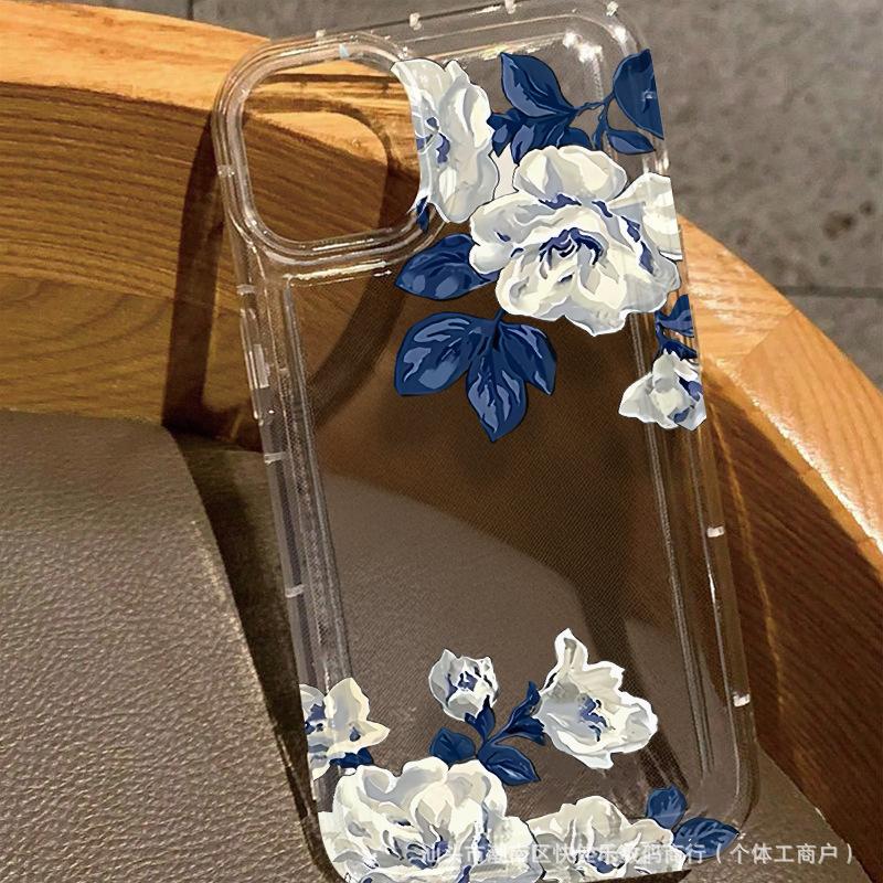 Simple Flower iPhone Case 7/8 Apple 11/12/13/14/15/16 ProMax Transparent Phone Case