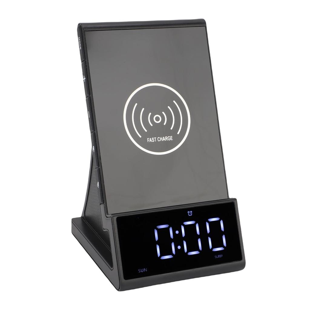 Kabellose Handy-Ladestation Wecker-Dock LED-Anzeige 4 Helligkeitsstufen   Kabelloser Lautsprecher mit Wecker für das Schlafzimmer