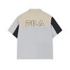 FILA Original Soft Comfortable Striped Letter Splicing Versatile Loose Short Sleeve Shirt Men shirts Light-Khaki F11M529403F-DK