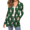 Women's Fashion Christmas Print Long-Sleeved Pocketed Slim-Fit Cardigan Coat