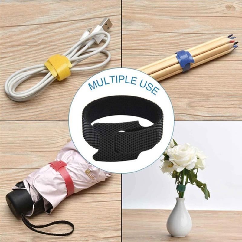 30pcs/50pcs Detachable Cable Ties Color Reusable Nylon Ties T-Type Cable Organizer