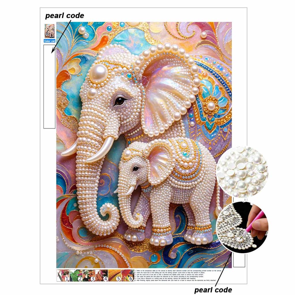 Pearl Art Painting Home Wall Decor Elephant Family Gemstone Painting Crafts Adult/Beginner Gift Creative Home Decor Unframed