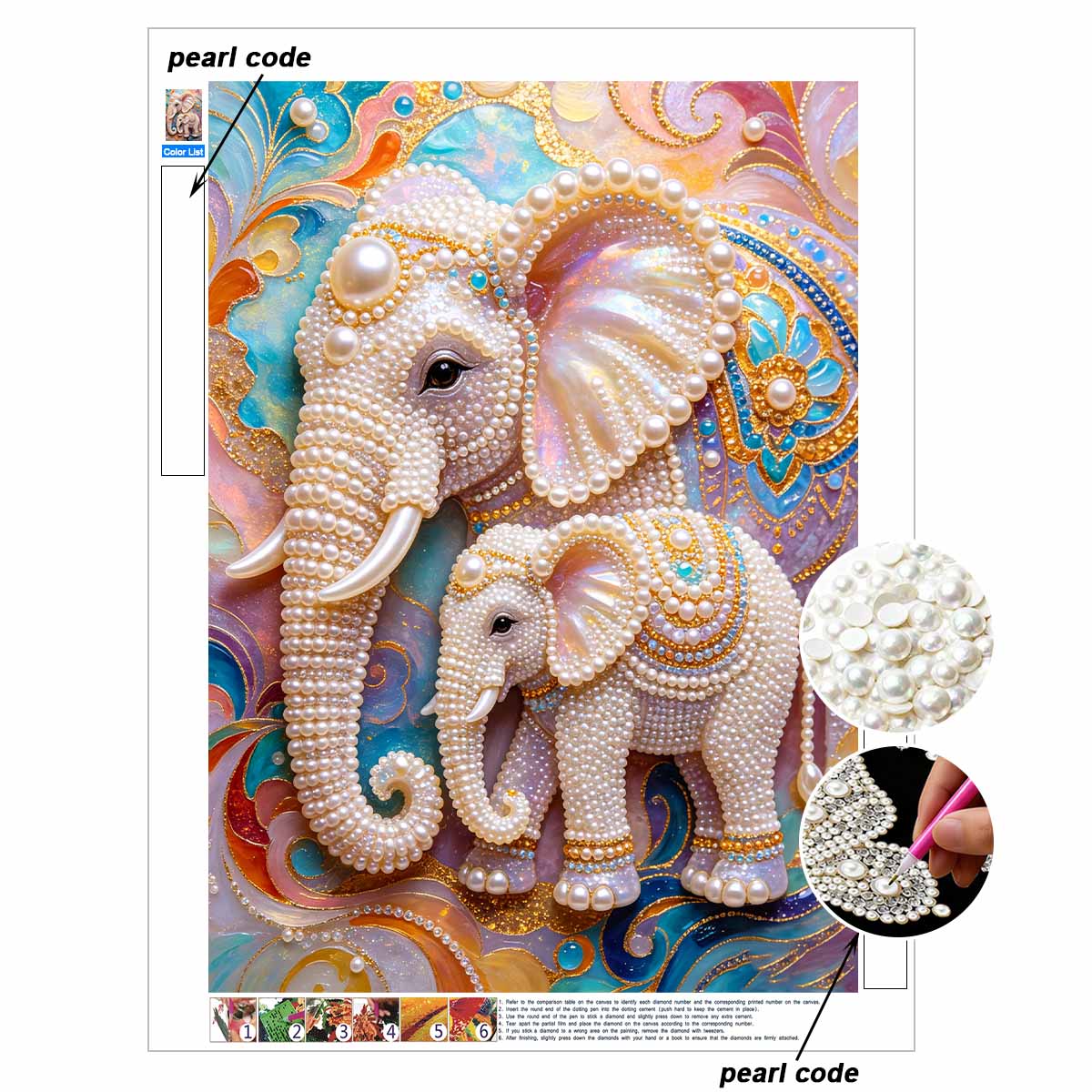 Pearl Art Painting Home Wall Decor Elephant Family Gemstone Painting Crafts Adult/Beginner Gift Creative Home Decor Unframed 30x40