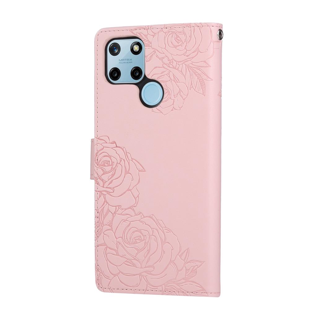 For Realme C21Y/C25Y Case Rose Flower PU Leather Wallet Phone Cover with 3 Card Slots
