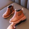 Fashion Boy Girl Short Boots Non-Slip British Style Boots Children's Side Zipper Design Single Boots Leather Boots Anti-skid