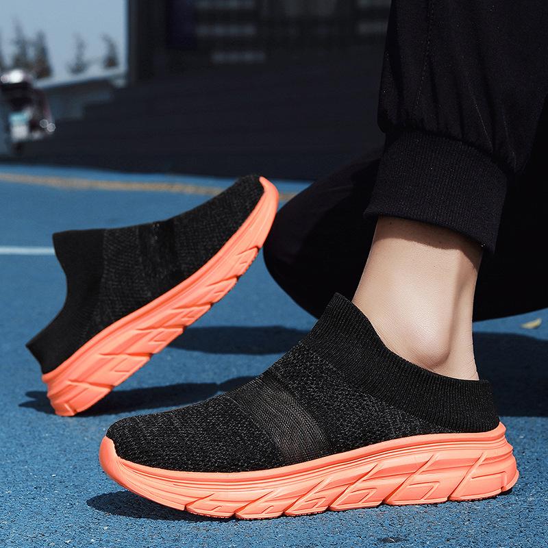 Men's shoes large size summer breathable fly-woven mesh 47 casual one-pedal half-tray sports light and versatile walking