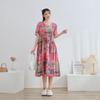 Dimanaf 2025 Women Plus Size Pink Summer Dress Casual Floral Dress Basic Vintage Loose Long Dress