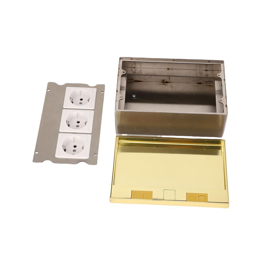 A Used Flat Socket Kit with 3 Two Plug Holes, 16a 4kW Golden Cover Water   Base Floor Container Wide Application for   Hotel