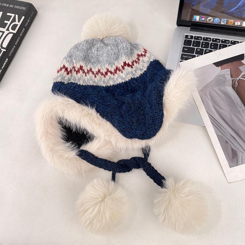Plush Ear Protector Children'S Season Thickened And Velvet Warm Lei Feng Hat Northeast Cold-Proof Versatile Pullover Knitted Hat