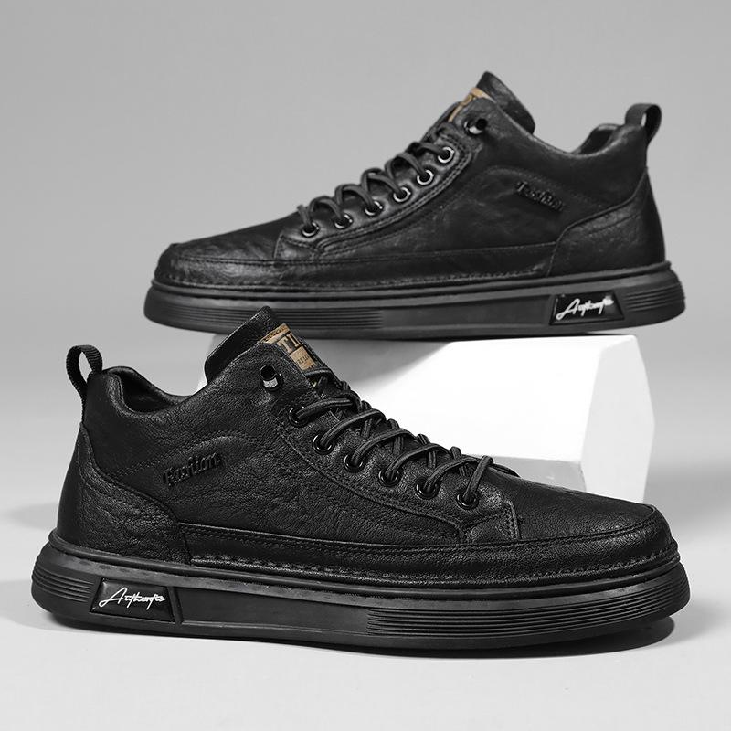 Factory Men's Board Shoes Soft Sole Casual Retro Trend Versatile Fashion Korean Version Medium Top Men's Shoes Elastic