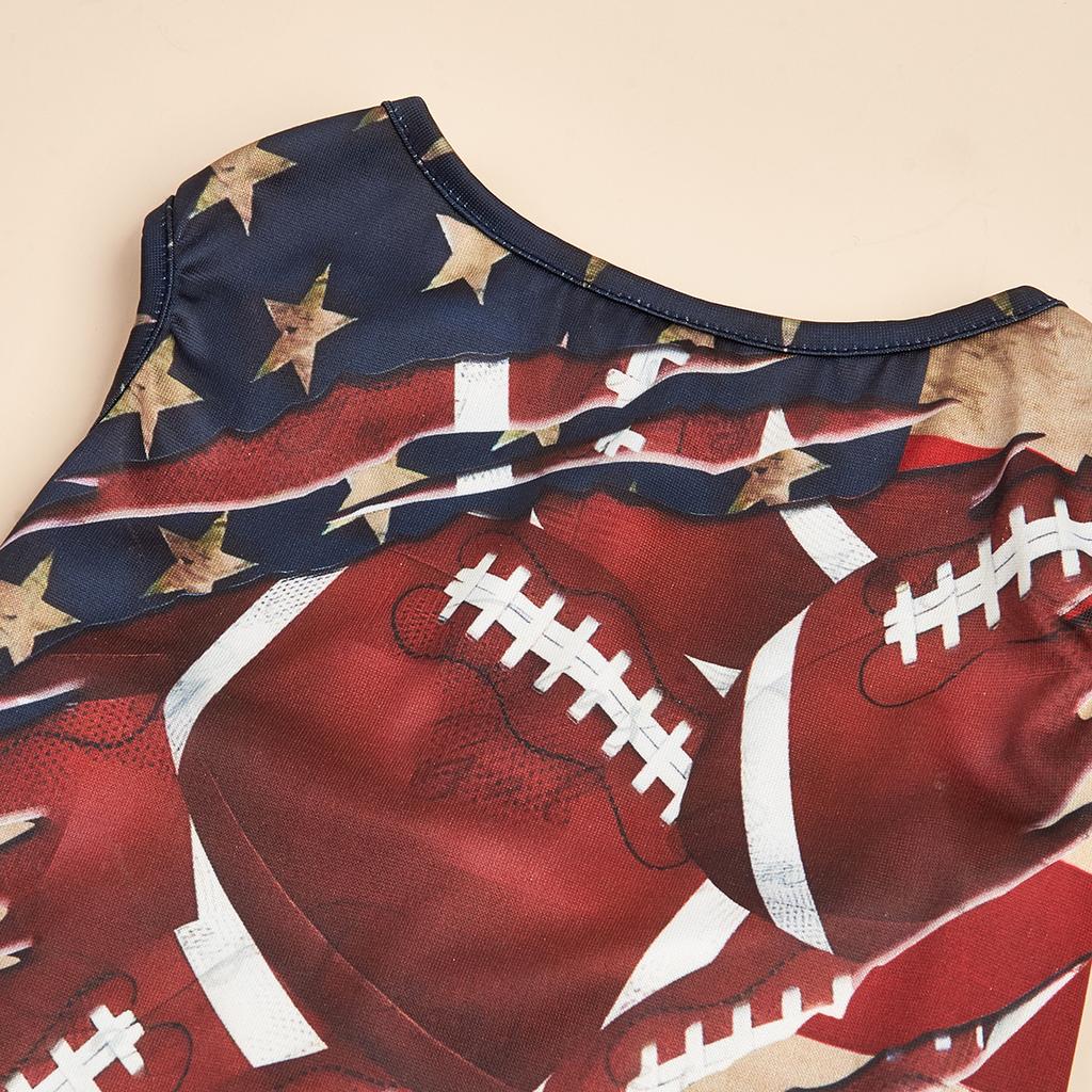 Sports Rugby Pattern Pets Vest Dog American Flag Star Tank Top Breathable Pet Clothes Sleeveless T-Shirt for Puppy Cat Independe