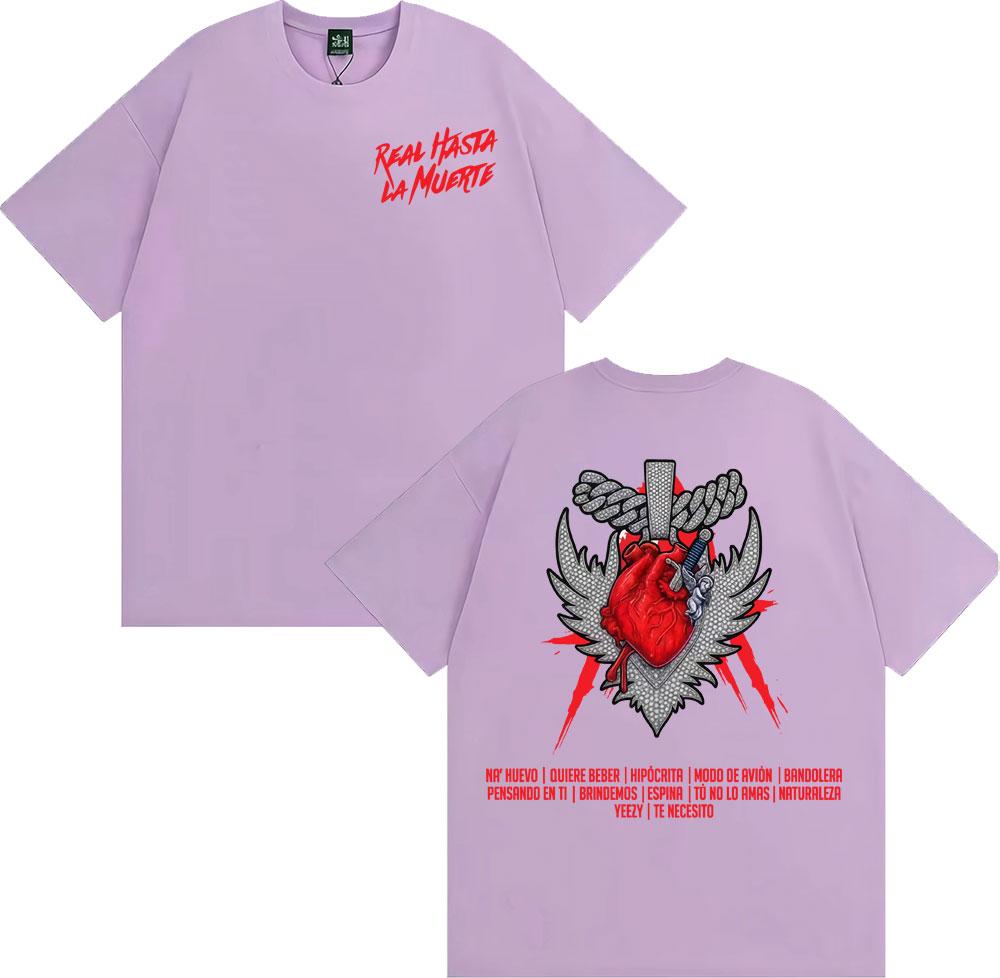 Rapper Anuel AA Real Hasta La Muerte Album Merch Tshirts Men Womens Clothing Vintage Short Sleeve Oversized T Shirt Streetwear