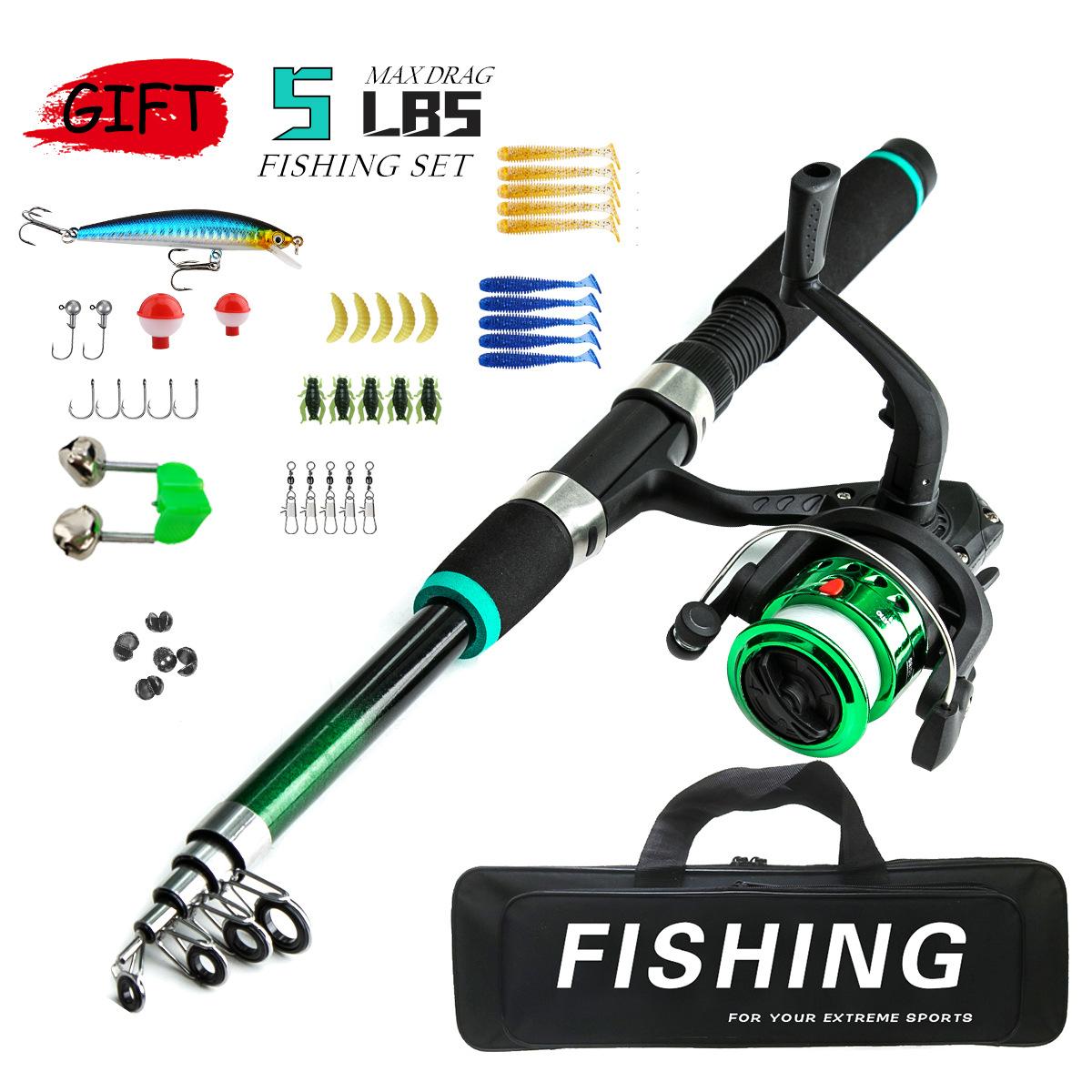 

Сверхлегкая детская портативная телескопическая удочка с полным комплектом, спиннинговая катушка, приманка, рыболовный крючок 5,2:1 катушка с передаточным числом и удочка длиной 1,8 м, подходящая для лета C