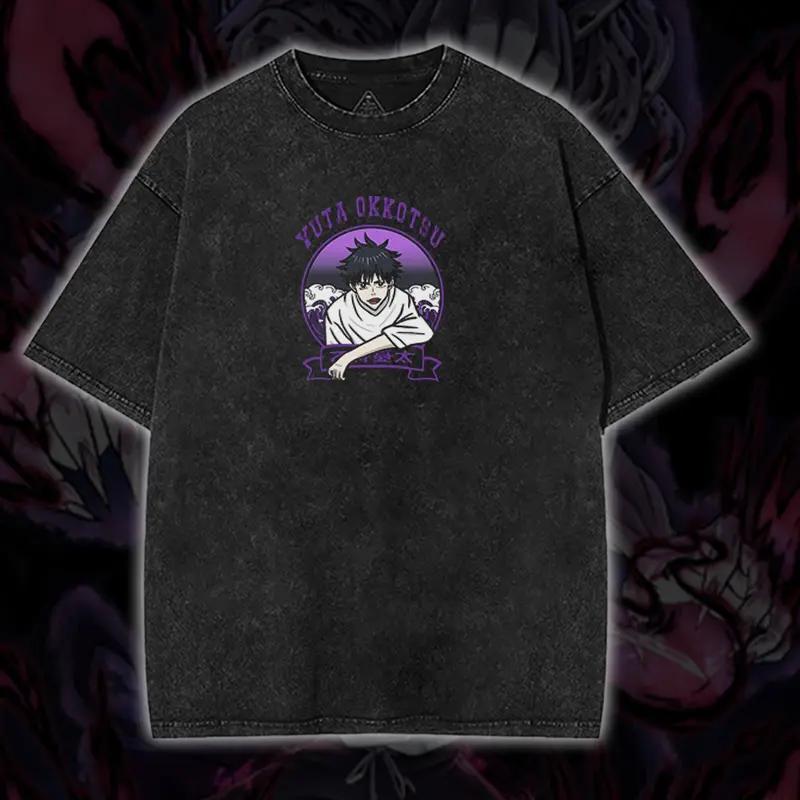 2026 Anime Jujutsu Kaisen T-shirt Okkotsu Yuta Vintage Washed Oversized T Shirt Men Women Clothing Short Sleeve Cotton Tees Tops