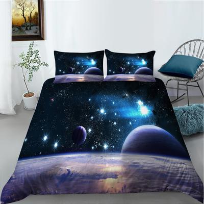 3D Space Planet Printing Bedding Down Quilt Cover Bedroom Quilt Cover Pillowcase Bed Sheet/double Bed Full Size Bedding Home Decoration
