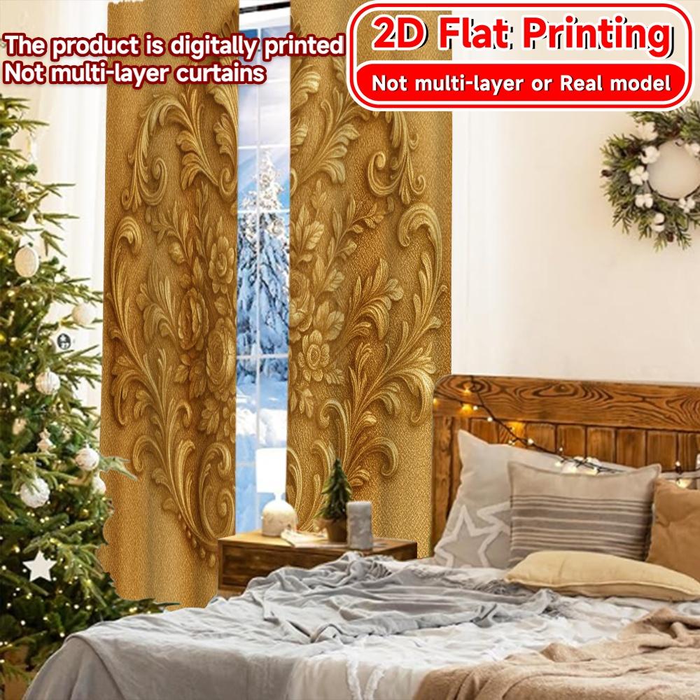 2D Flat Printing  2pcs Elegant Drapery(1) Modern Modern Curtains Versatile 100% Polyester Curtains Decorations Inside Perfect for