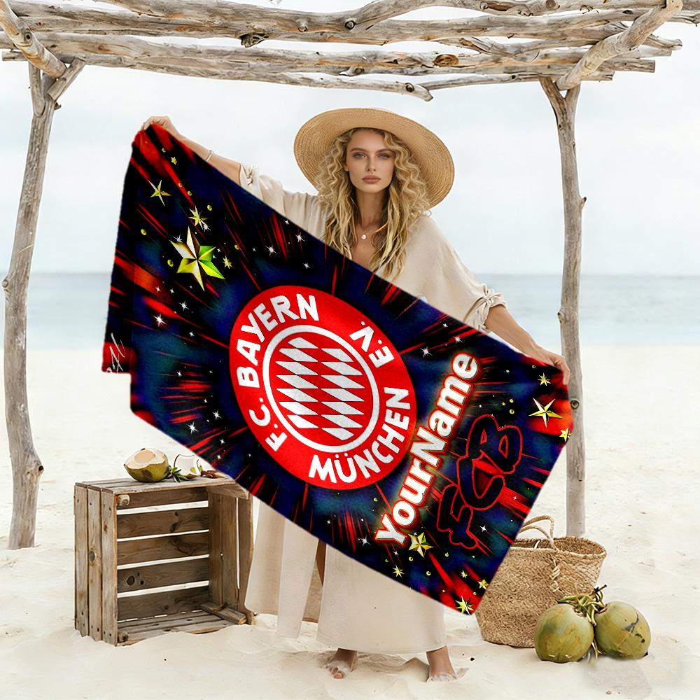 Bayern Munich Customizable Name Beach Towel Super Soft Microfiber Quickdry Fabric Perfect for Traveling Yoga Camping and Swimming