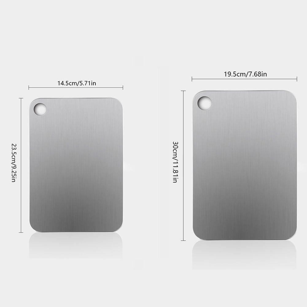 

2PCS stainless steel round hole cutting board, double-sided design - durable, mold resistant, easy to clean, food safe срібний